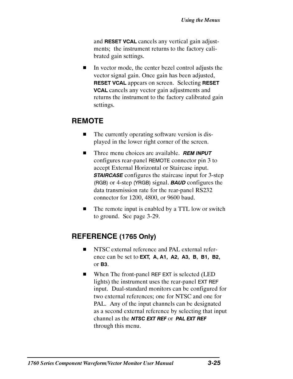 Remote, Reference | Tektronix 1760 User Manual | Page 93 / 180