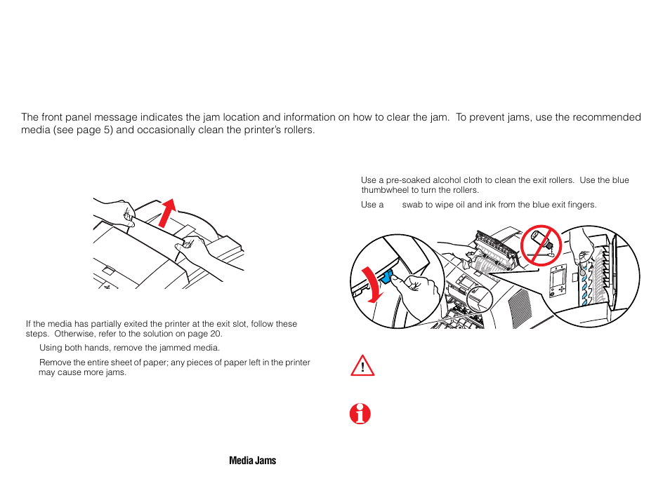 Removing and preventing media jams | Tektronix P H A S E R Phaser 840 User Manual | Page 21 / 32
