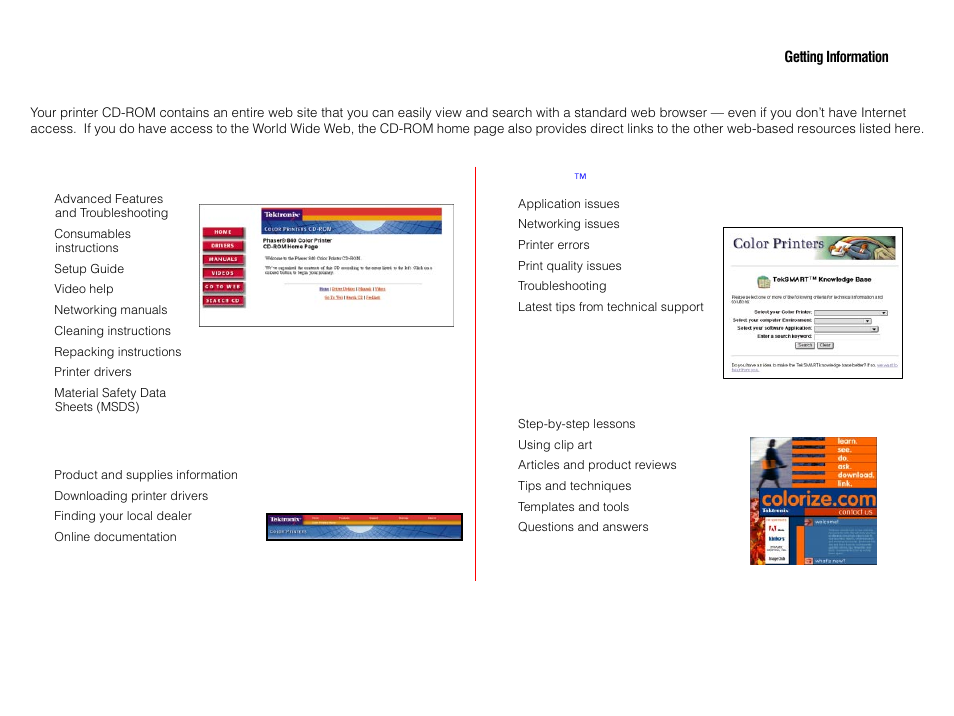 Getting more information | Tektronix P H A S E R Phaser 840 User Manual | Page 30 / 32