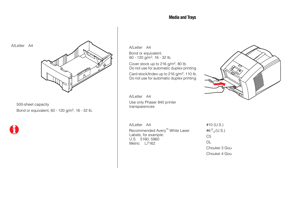 High-capacity paper tray, Manual feed slot | Tektronix P H A S E R Phaser 840 User Manual | Page 8 / 32