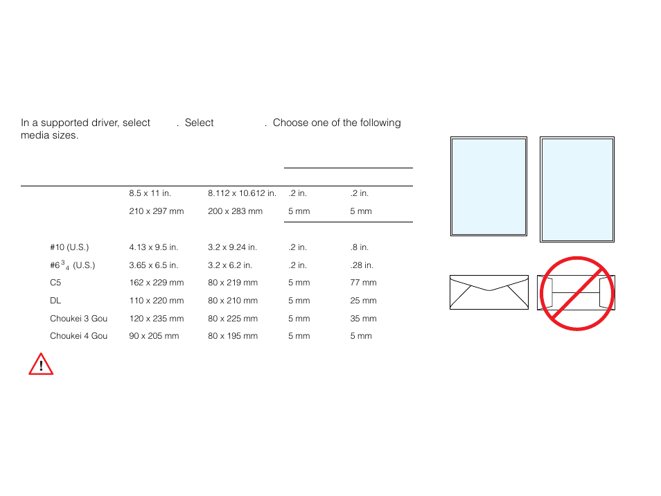 Supported page sizes and print area | Tektronix P H A S E R Phaser 840 User Manual | Page 9 / 32