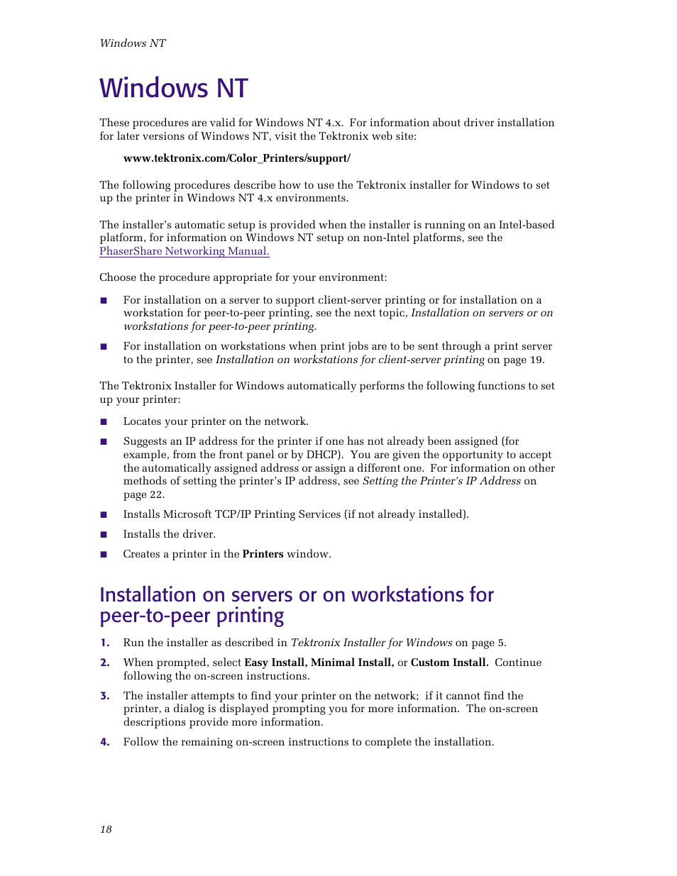 Windows nt | Tektronix Phaser Color Printer 750 User Manual | Page 23 / 53