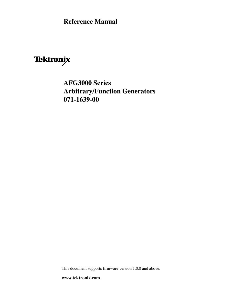 Tektronix AFG3000 User Manual | 230 pages