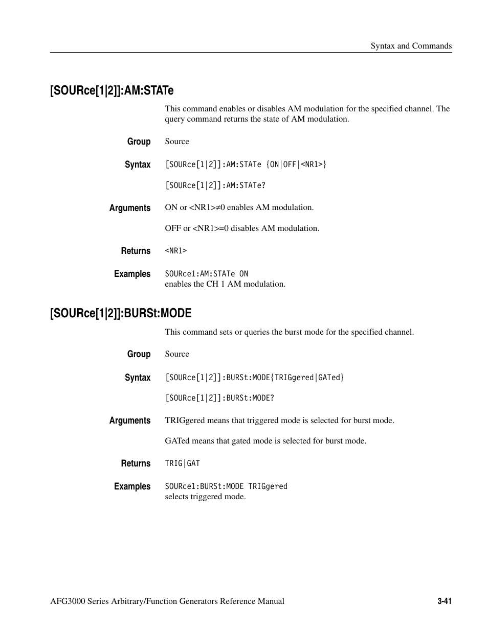 Source[1|2]]:am:state, Source[1|2]]:burst:mode | Tektronix AFG3000 User Manual | Page 115 / 230