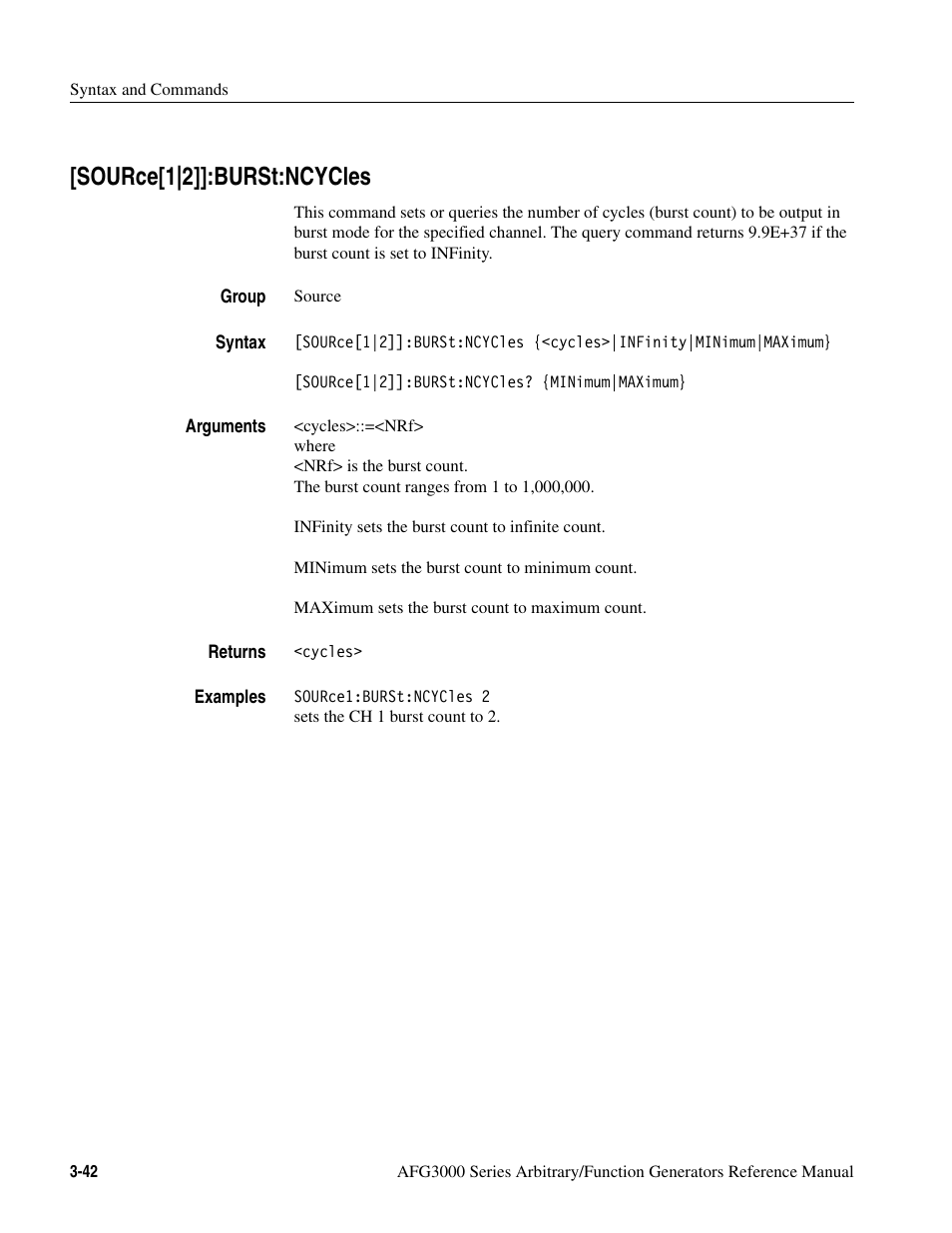 Source[1|2]]:burst:ncycles, Source[1|2]]:burst:ncycles -42 | Tektronix AFG3000 User Manual | Page 116 / 230