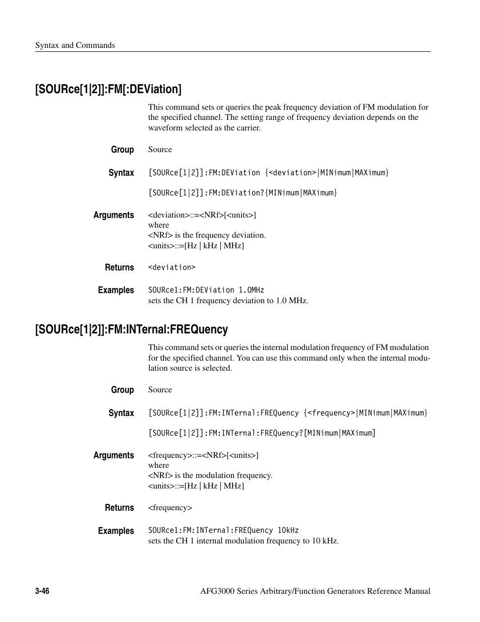 Source[1|2]]:fm[:deviation, Source[1|2]]:fm:internal:frequency | Tektronix AFG3000 User Manual | Page 120 / 230