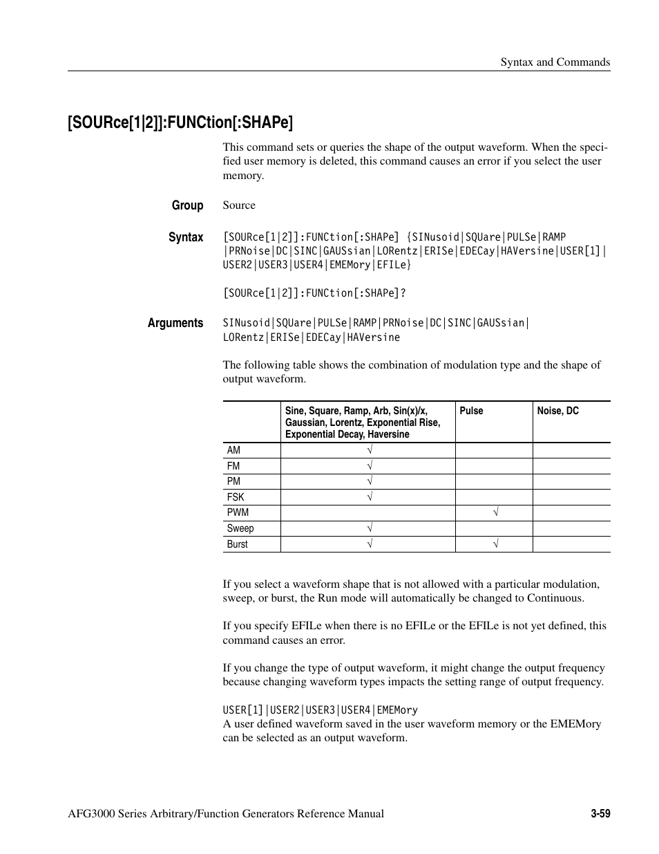 Source[1|2]]:function[:shape, Source[1|2]]:function[:shape] -59 | Tektronix AFG3000 User Manual | Page 133 / 230