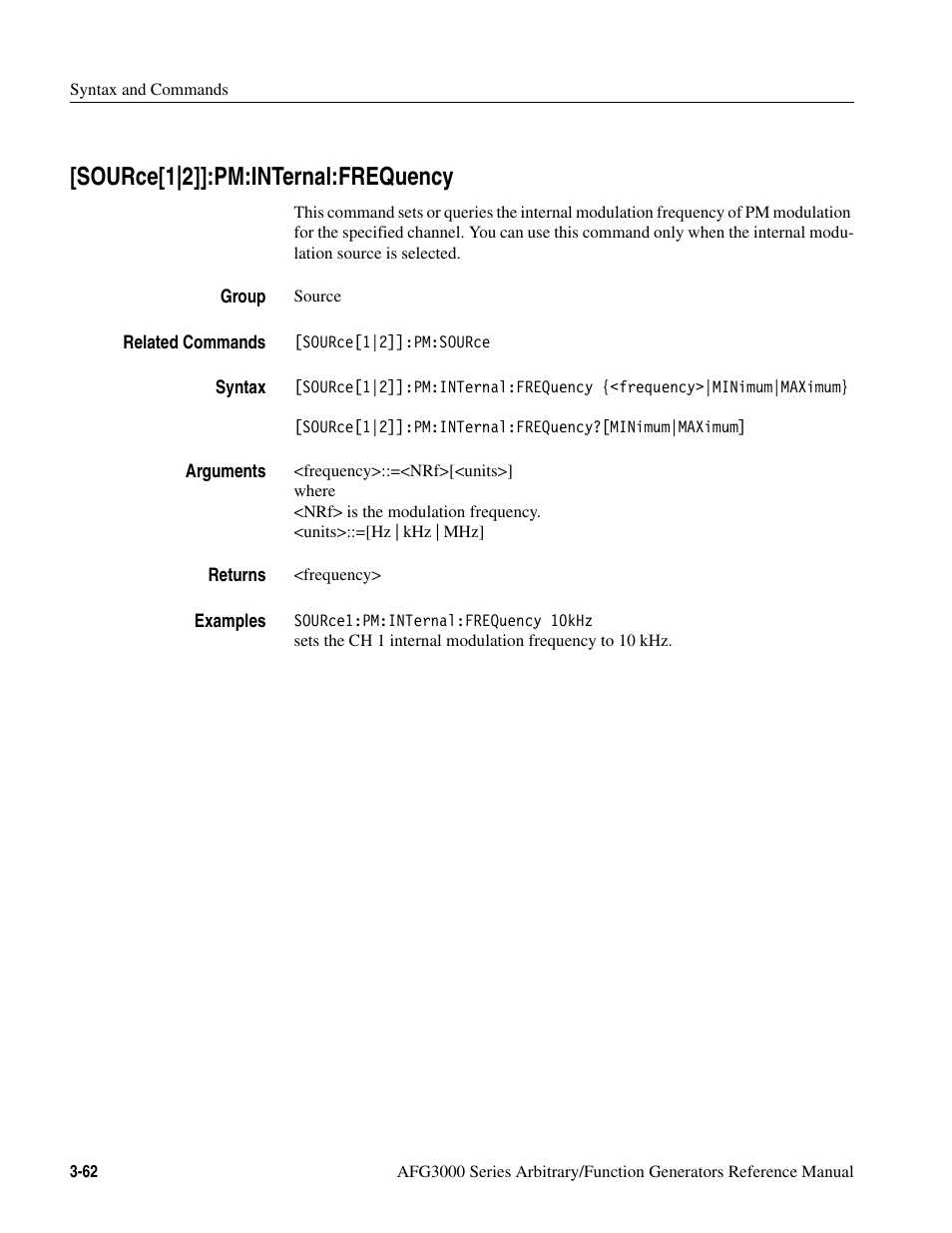 Source[1|2]]:pm:internal:frequency, Source[1|2]]:pm:internal:frequency -62 | Tektronix AFG3000 User Manual | Page 136 / 230
