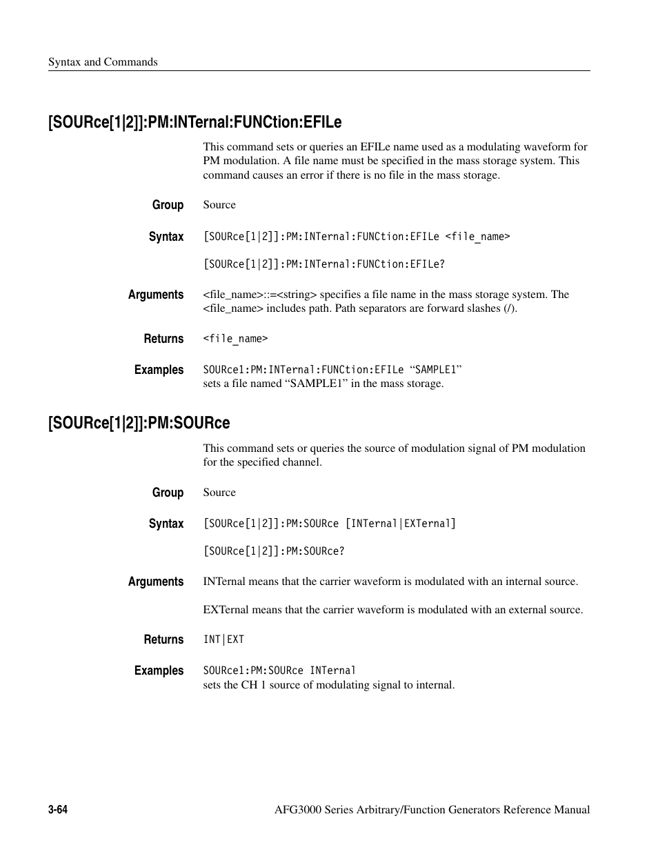 Source[1|2]]:pm:internal:function:efile, Source[1|2]]:pm:source | Tektronix AFG3000 User Manual | Page 138 / 230