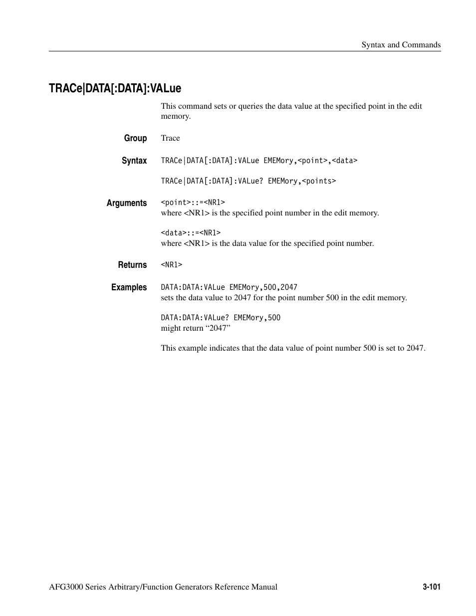 Trace|data[:data]:value, Trace|data[:data]:value -101 | Tektronix AFG3000 User Manual | Page 175 / 230