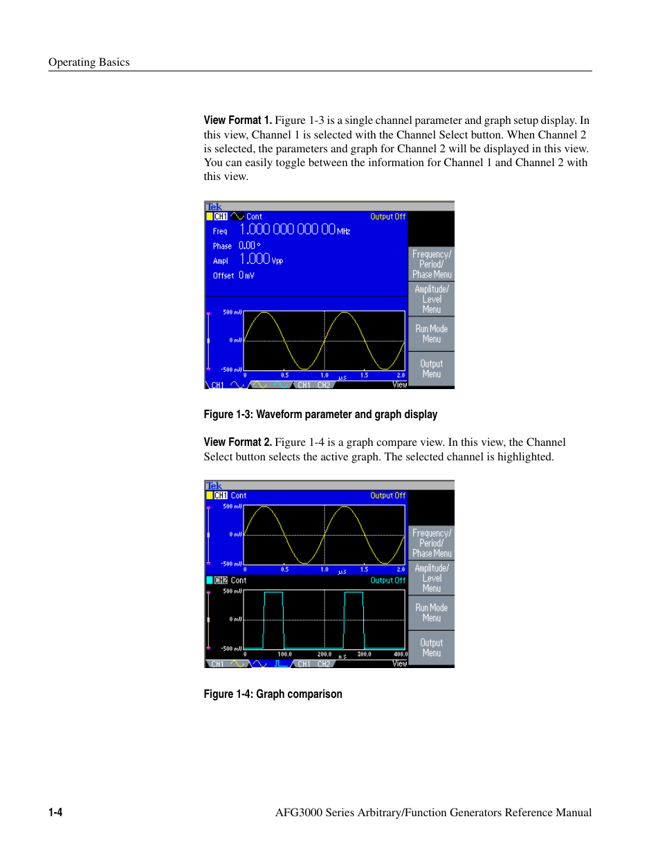 See figure 1-3, Ee figure 1-4 | Tektronix AFG3000 User Manual | Page 22 / 230