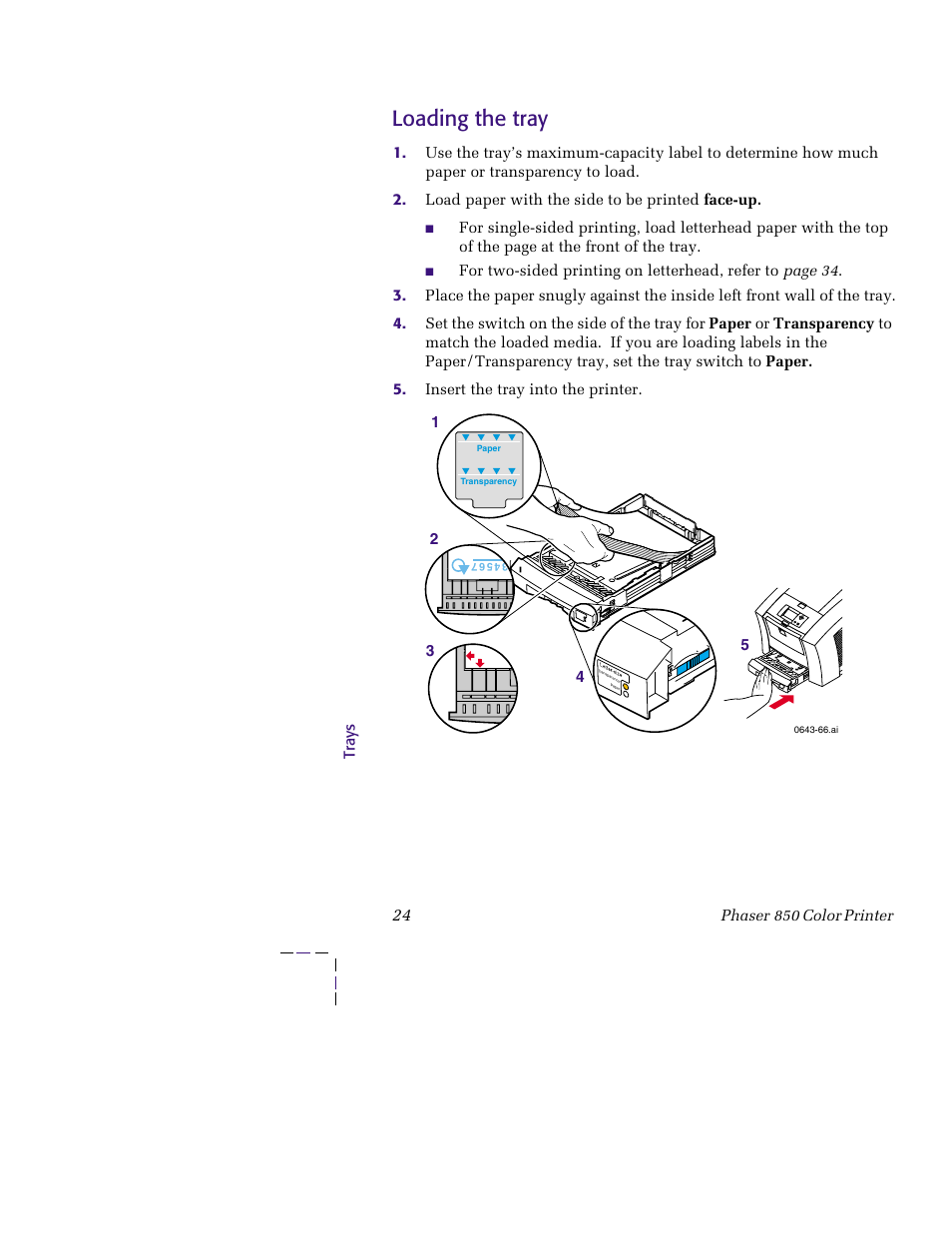 Loading the tray | Tektronix 850 User Manual | Page 35 / 78