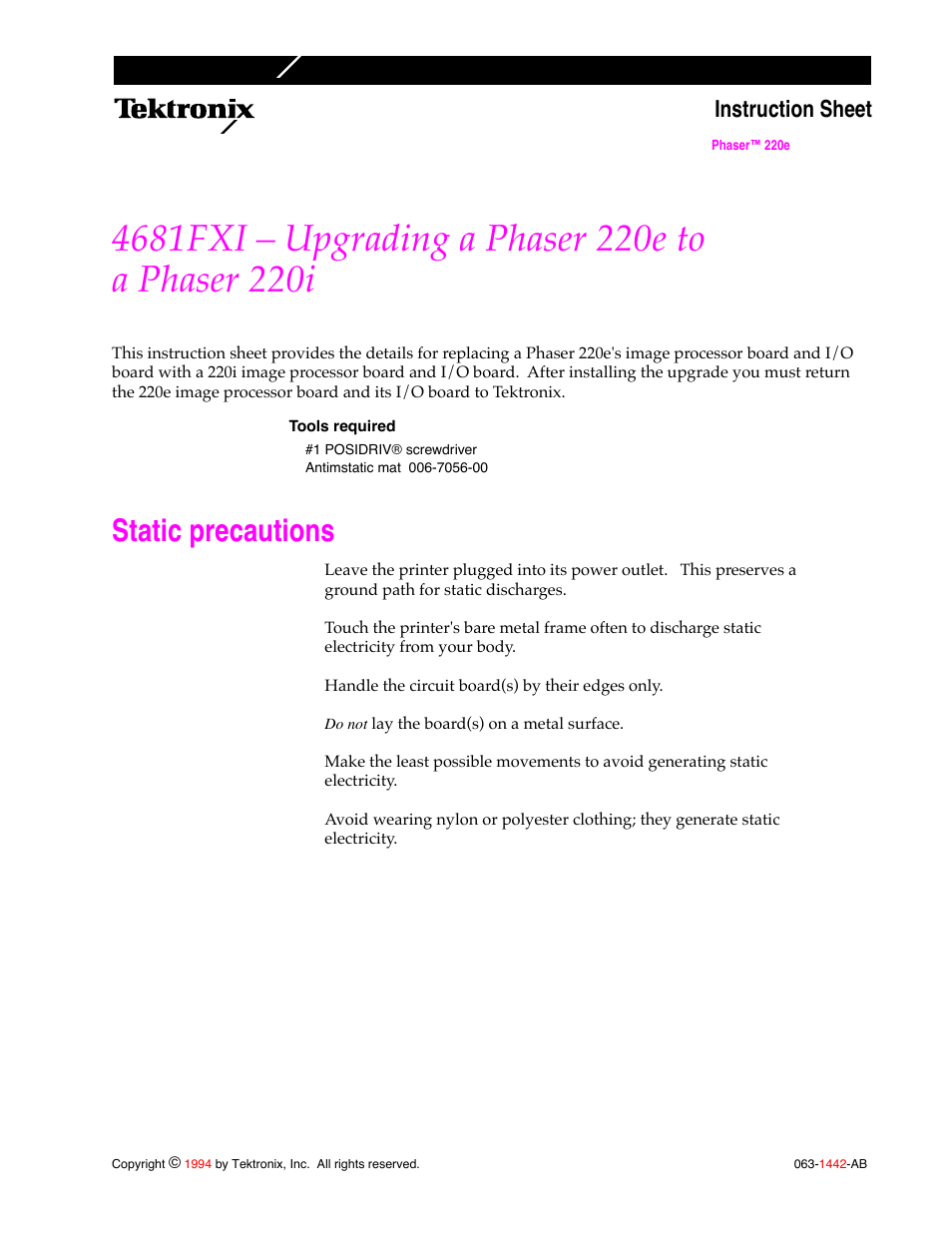 Tektronix 4681FXI User Manual | 5 pages