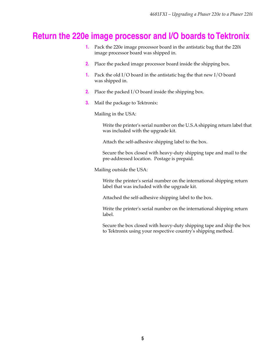 Tektronix 4681FXI User Manual | Page 5 / 5