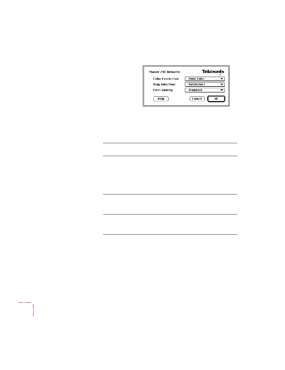 Selecting printing options, A-10 | Tektronix PHASER 240 User Manual | Page 162 / 202