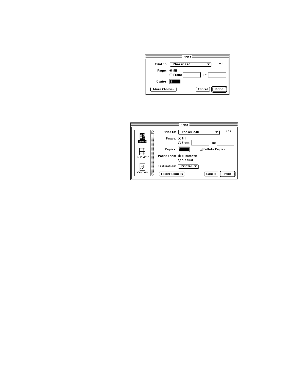 Using the print command | Tektronix PHASER 240 User Manual | Page 170 / 202