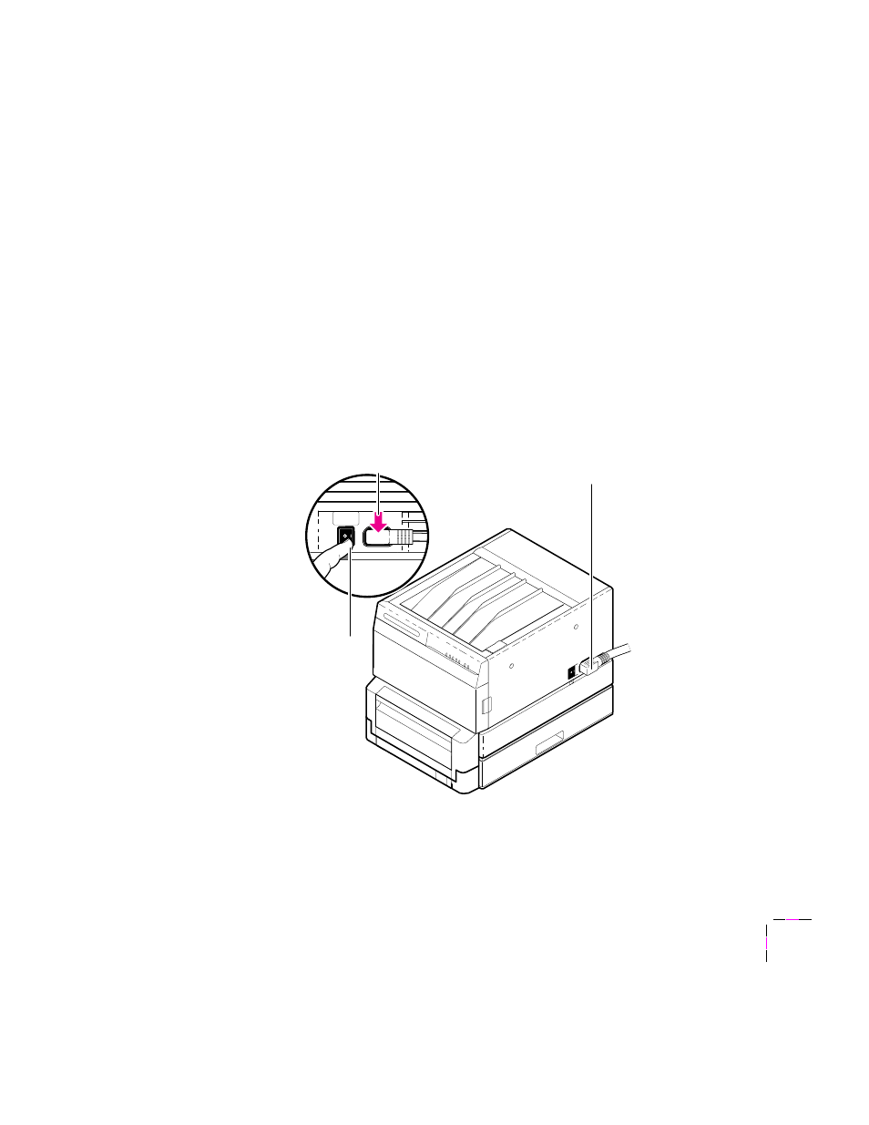 Connecting the power and turning on the printer | Tektronix PHASER 240 User Manual | Page 31 / 202