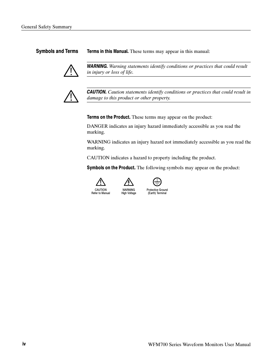 Tektronix Waveform Monitors WFM700 Series User Manual | Page 5 / 102