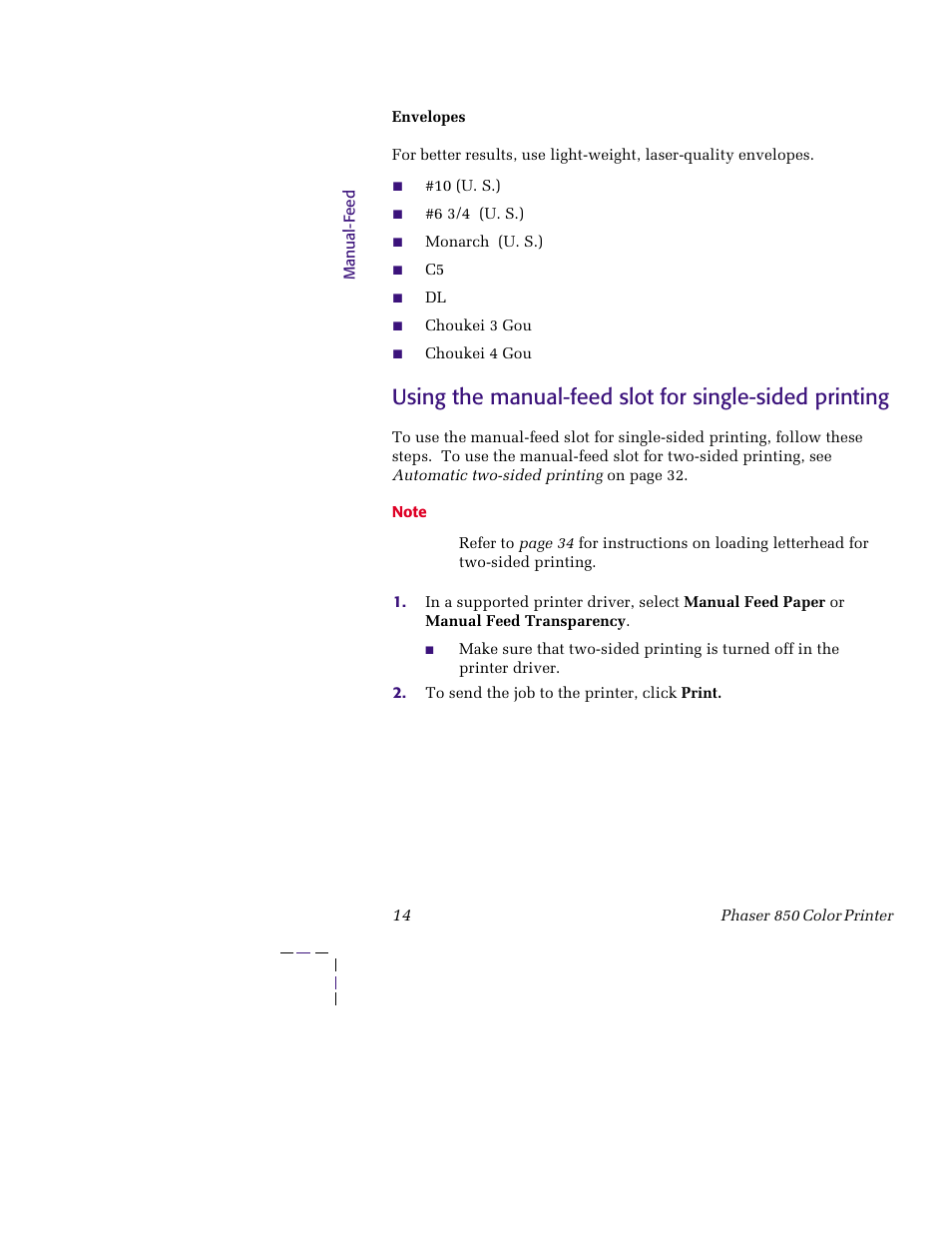 Tektronix PHASER 850 User Manual | Page 25 / 78