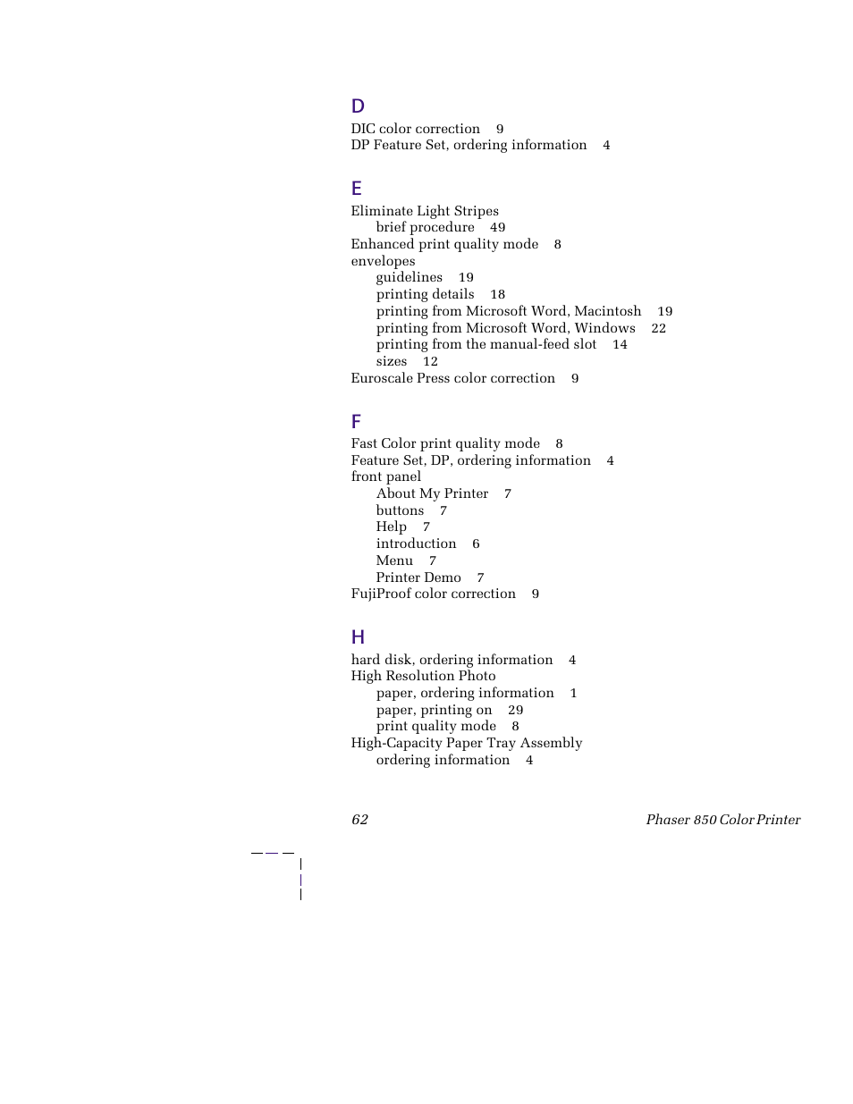 Tektronix PHASER 850 User Manual | Page 73 / 78