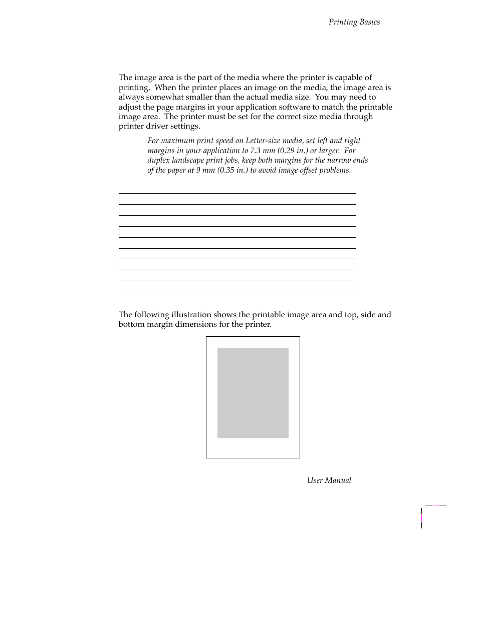 Margins and image area, Margins and image area 3-33 | Tektronix PHASER 380 User Manual | Page 103 / 272