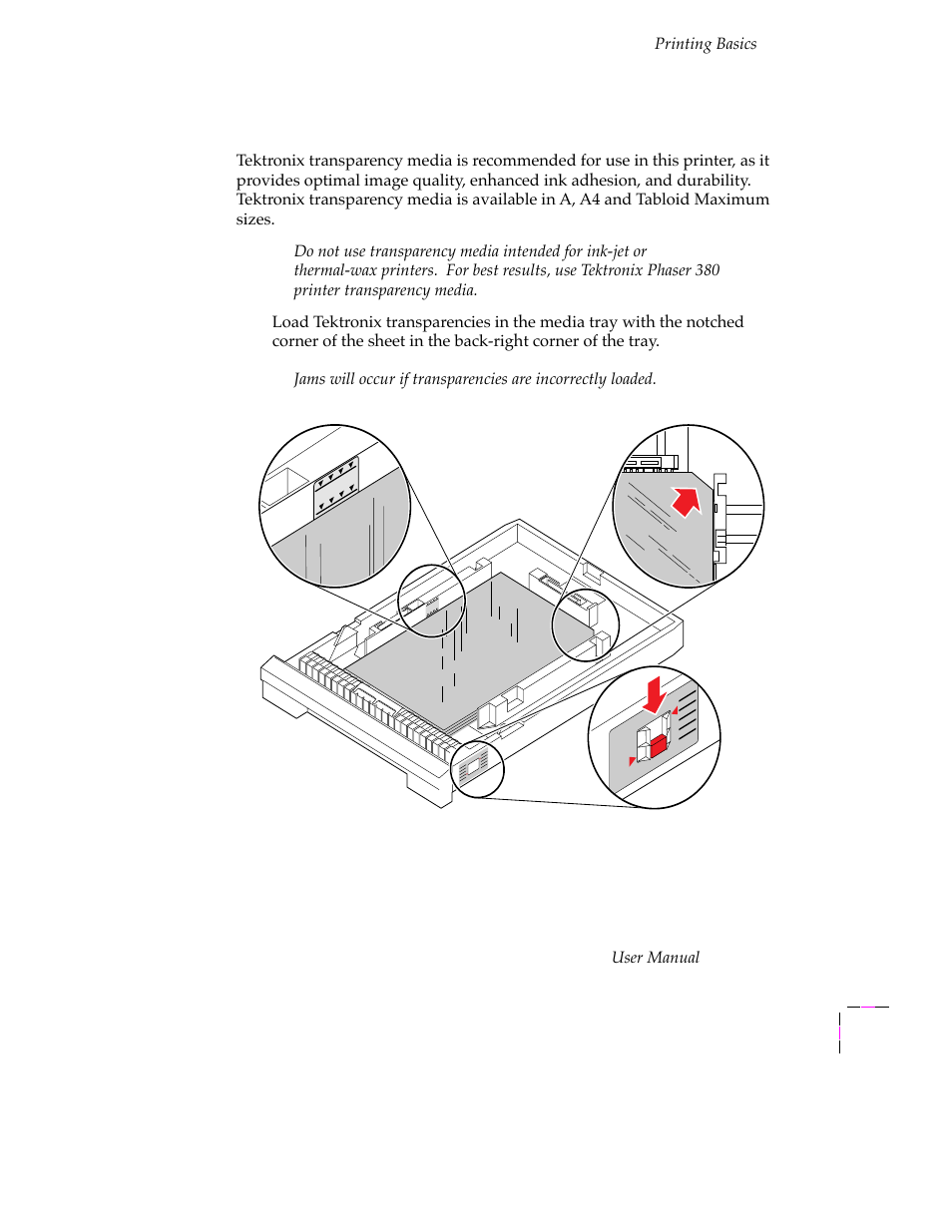 Printing transparencies, Printing transparencies 3-39 | Tektronix PHASER 380 User Manual | Page 109 / 272