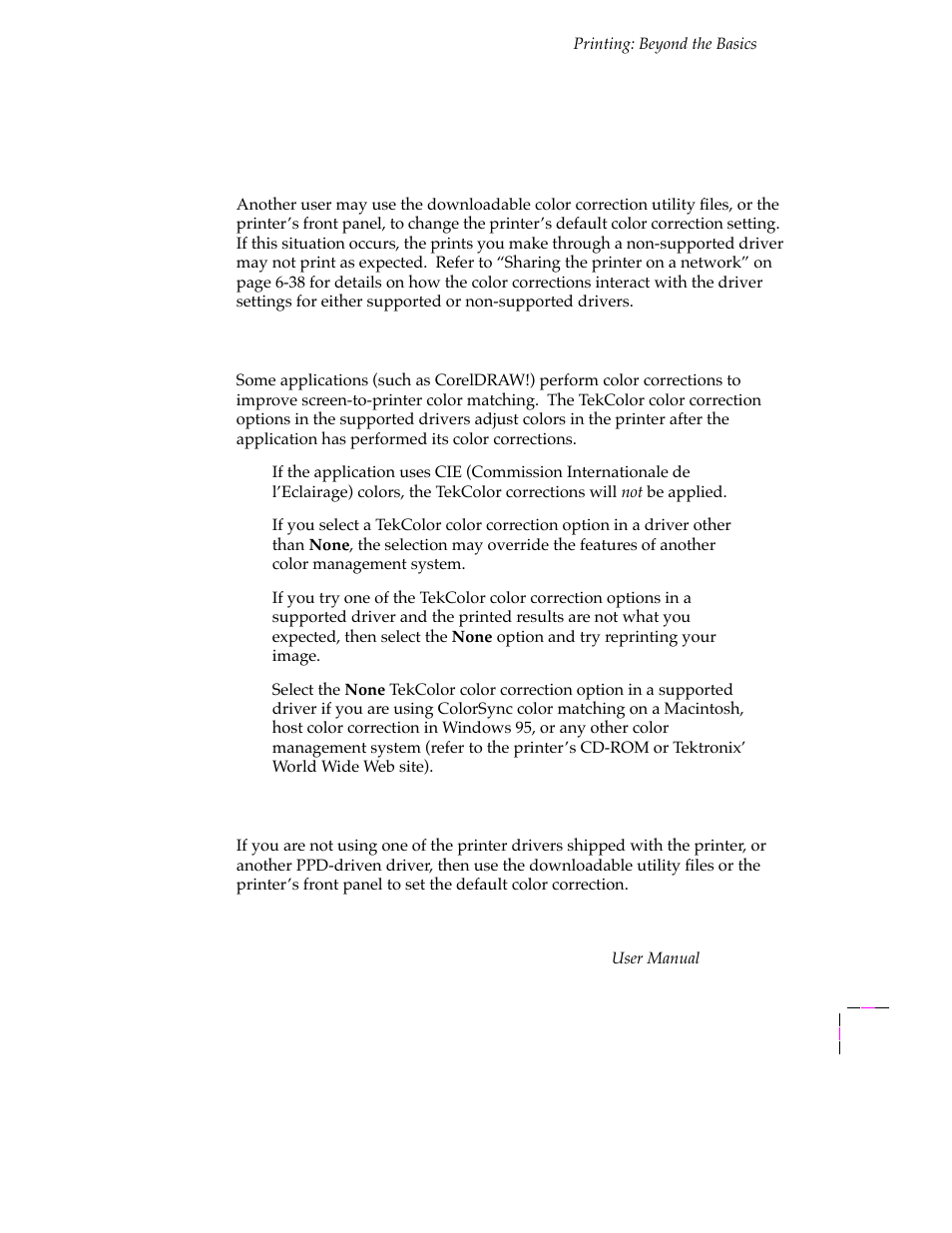 Special considerations, Special considerations 4-9 | Tektronix PHASER 380 User Manual | Page 127 / 272