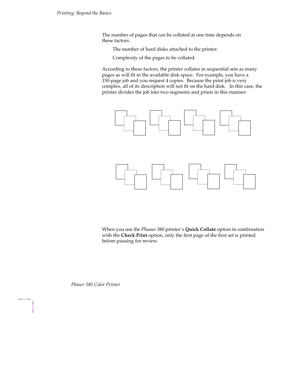 Quick collate and the check print option, Quick collate and the check print option 4-14 | Tektronix PHASER 380 User Manual | Page 132 / 272