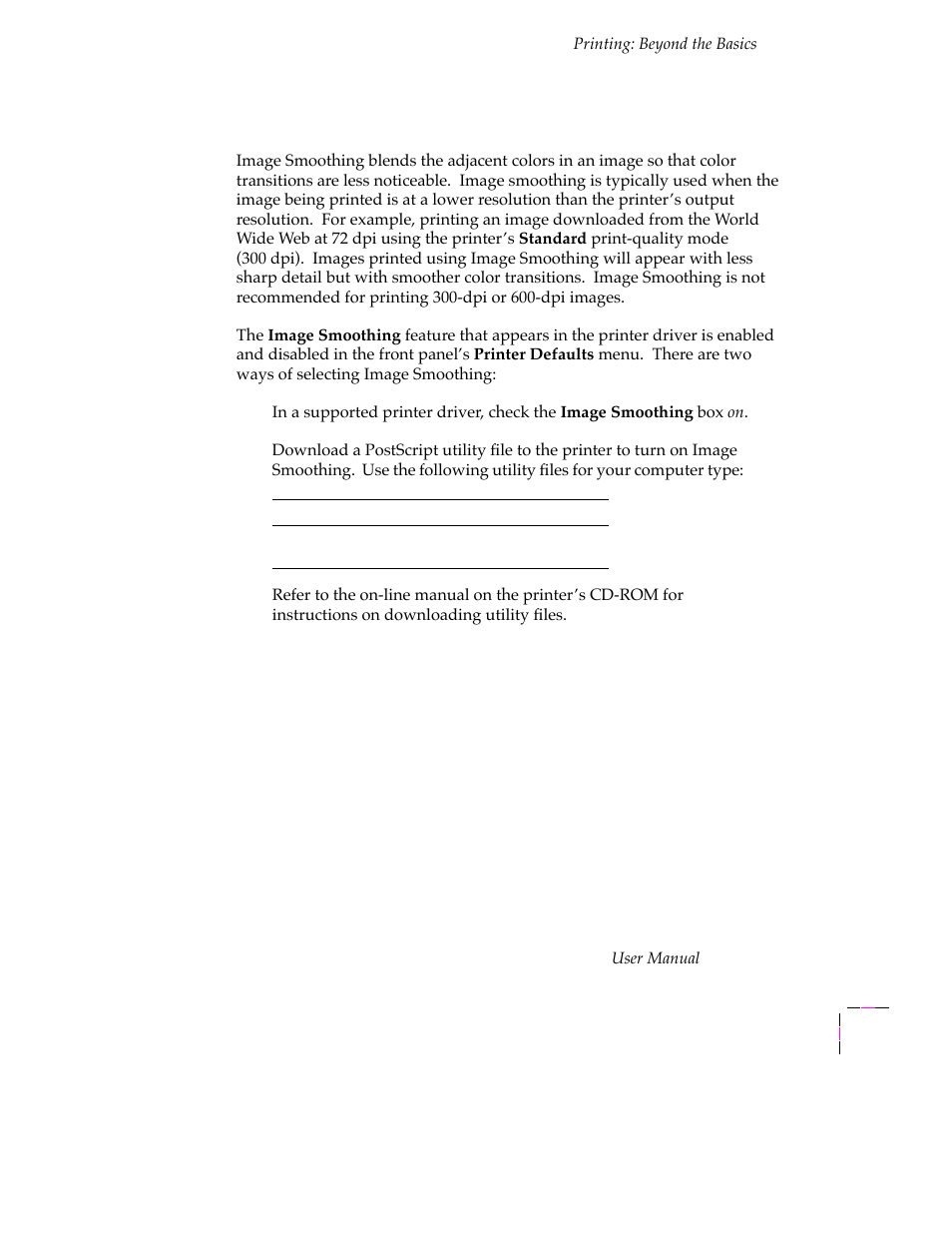 Using image smoothing, Using image smoothing 4-17 | Tektronix PHASER 380 User Manual | Page 135 / 272