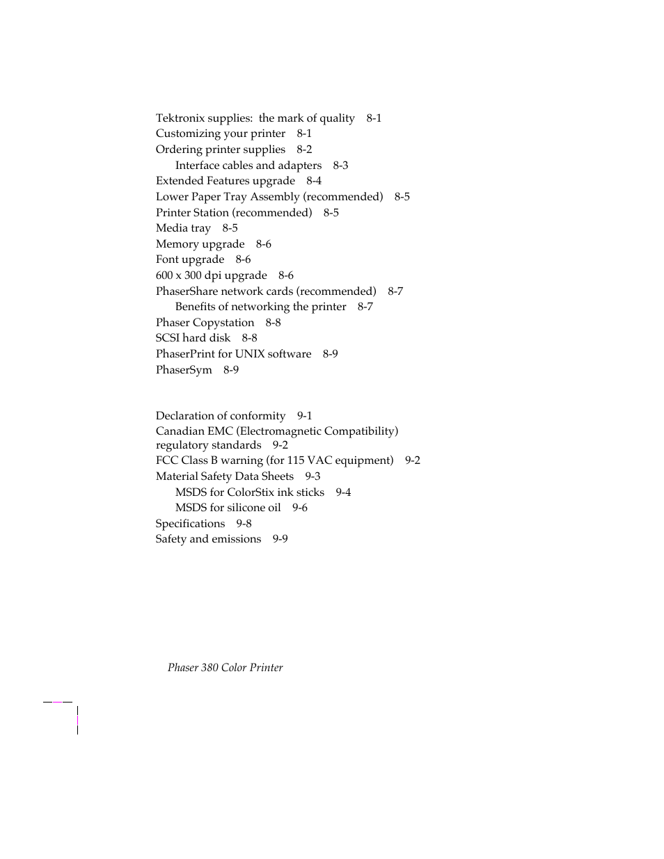 Tektronix PHASER 380 User Manual | Page 14 / 272