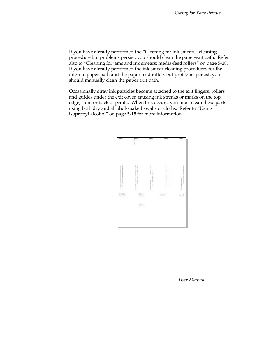 Cleaning for ink smears: paper-exit path, Cleaning for ink smears: paper-exit path 5-43 | Tektronix PHASER 380 User Manual | Page 179 / 272