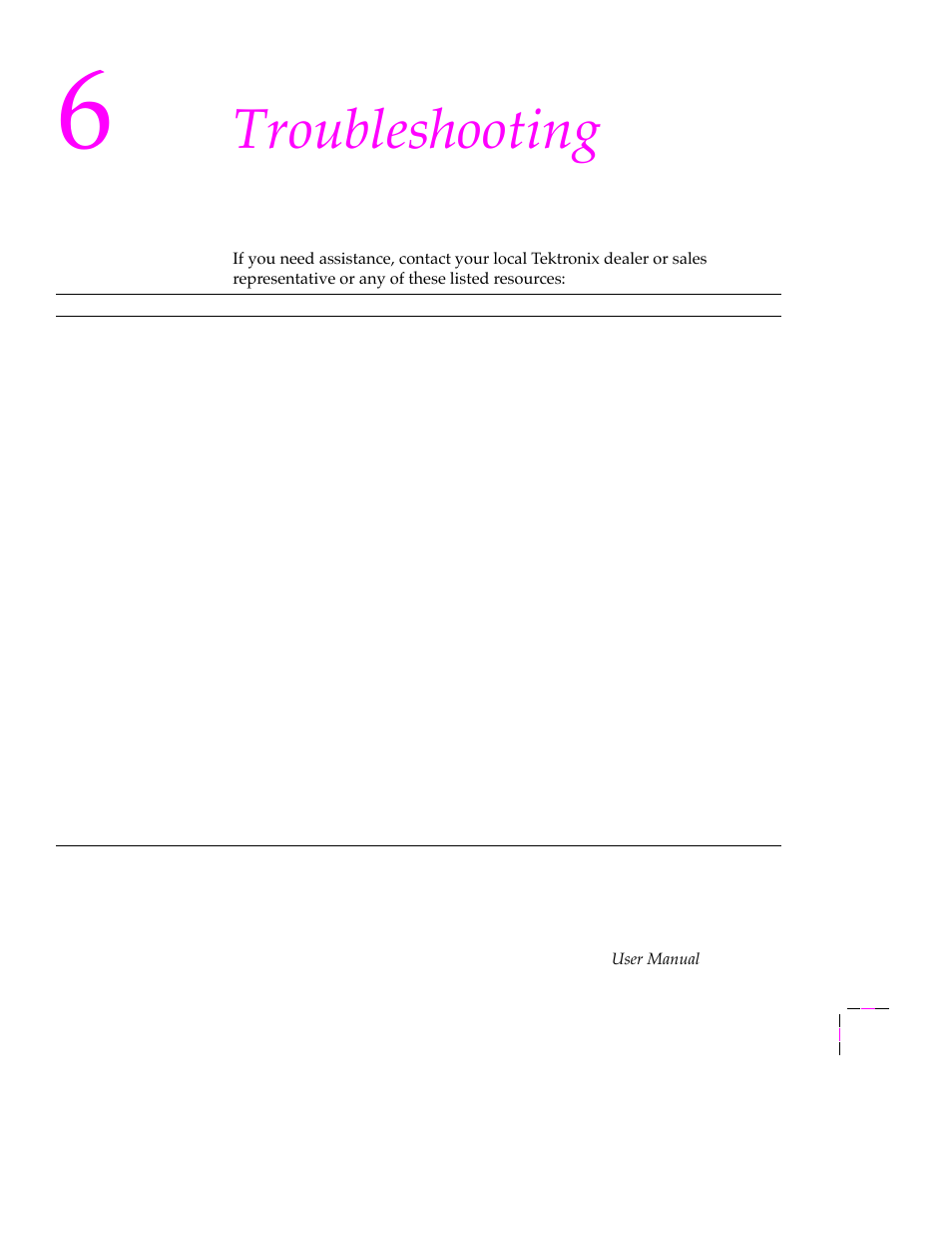 Troubleshooting, If you need help, If you need help 6-1 | Tektronix PHASER 380 User Manual | Page 193 / 272