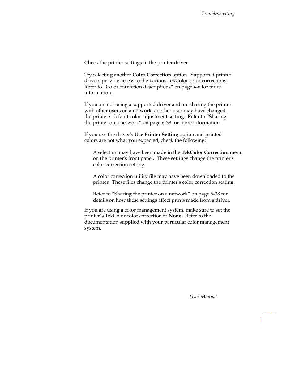 Printed colors are not what you expected, In general, Printed colors are not what you expected 6-31 | In general 6-31 | Tektronix PHASER 380 User Manual | Page 223 / 272