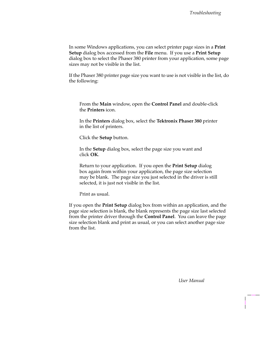 Windows 3.1 6-35, Selecting page sizes in windows applications | Tektronix PHASER 380 User Manual | Page 227 / 272