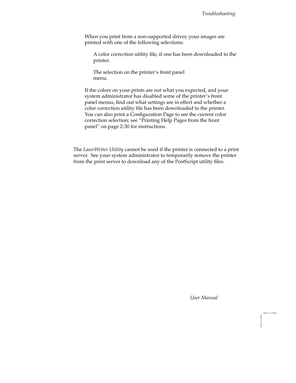 If the laserwriter utility does not work, If the laserwriter utility does not work 6-39 | Tektronix PHASER 380 User Manual | Page 231 / 272