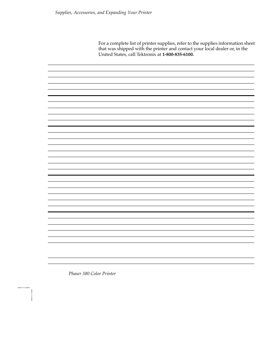 Ordering printer supplies, Ordering printer supplies 8-2 | Tektronix PHASER 380 User Manual | Page 244 / 272
