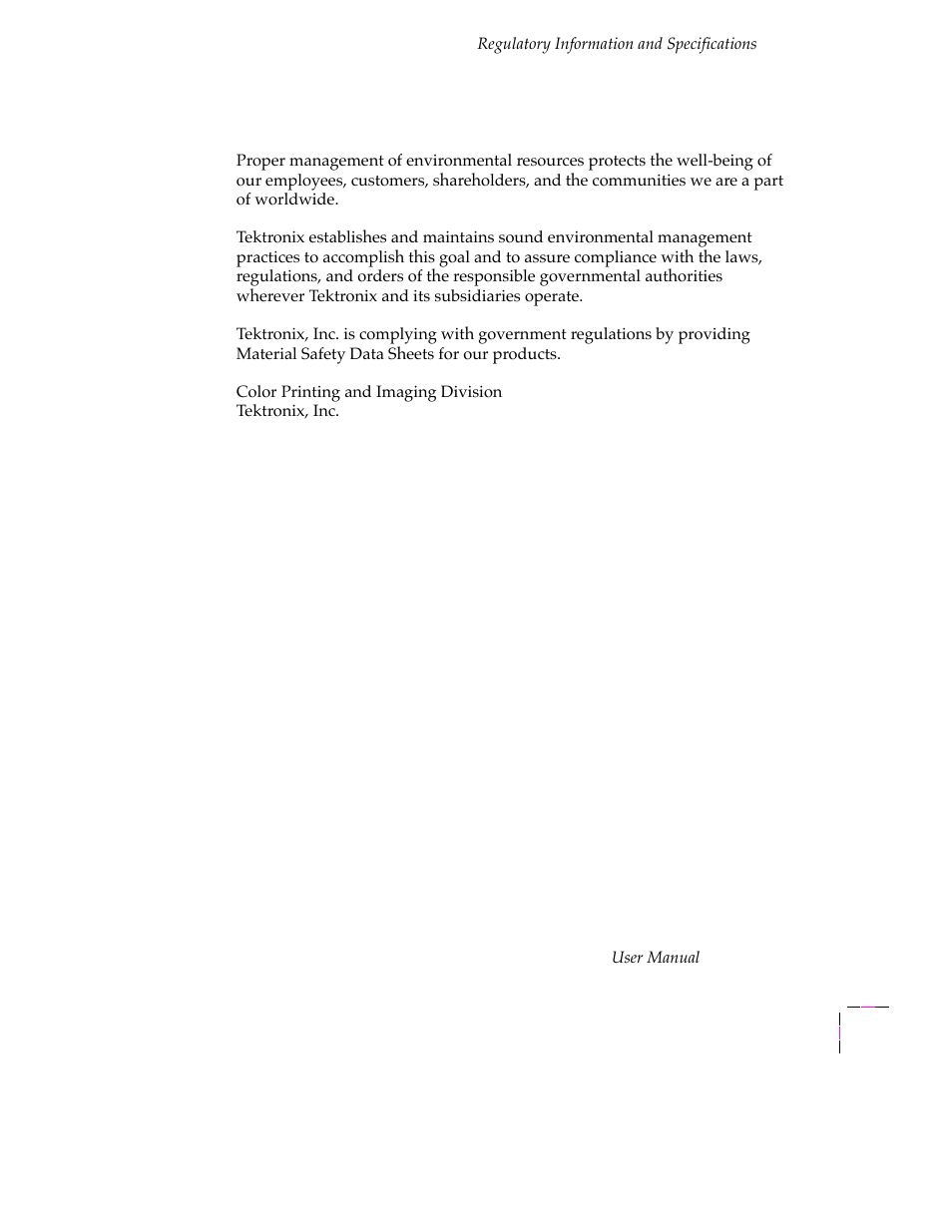 Material safety data sheets, Material safety data sheets 9-3 | Tektronix PHASER 380 User Manual | Page 255 / 272