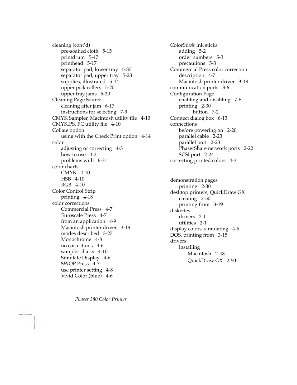 Tektronix PHASER 380 User Manual | Page 264 / 272