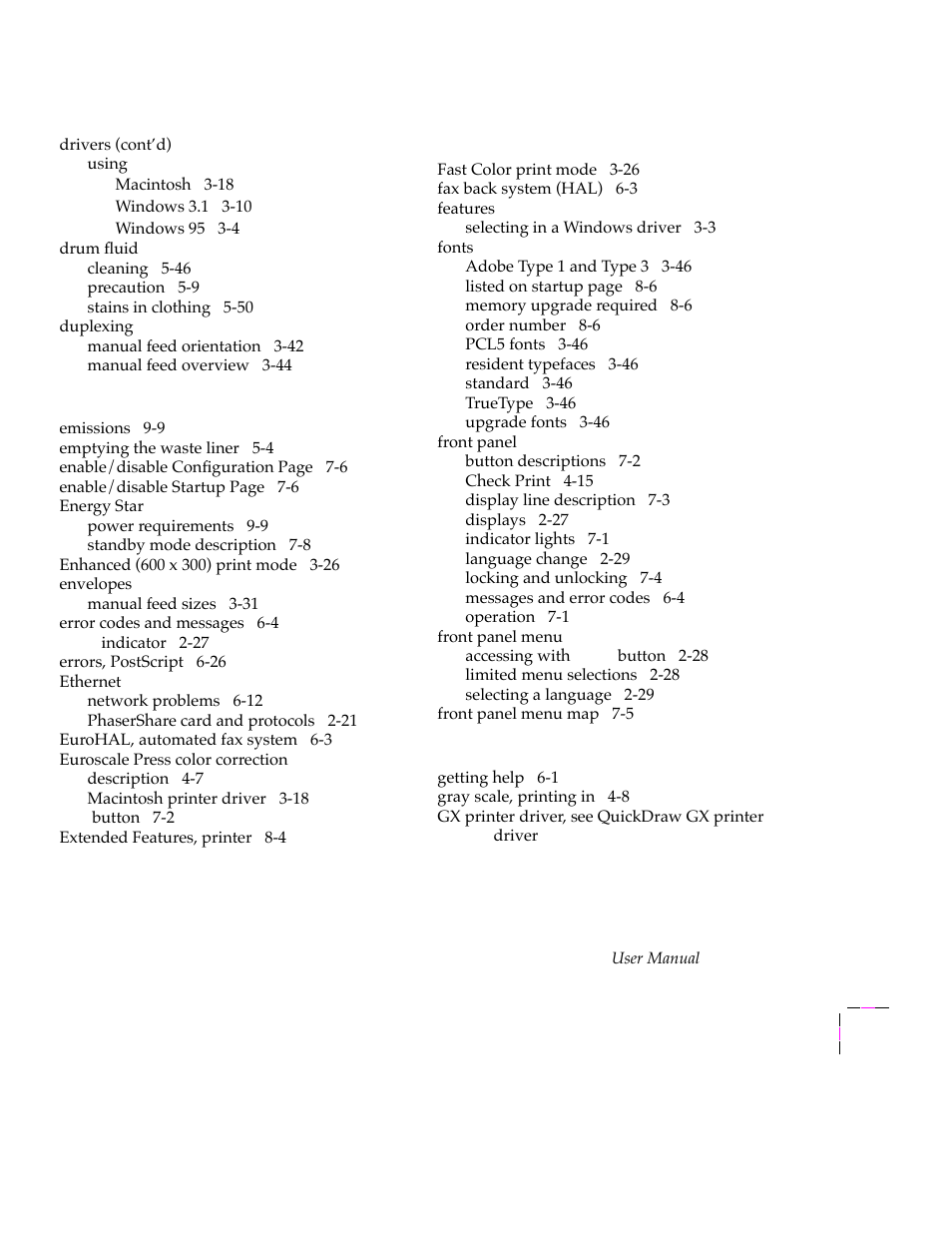 Tektronix PHASER 380 User Manual | Page 265 / 272