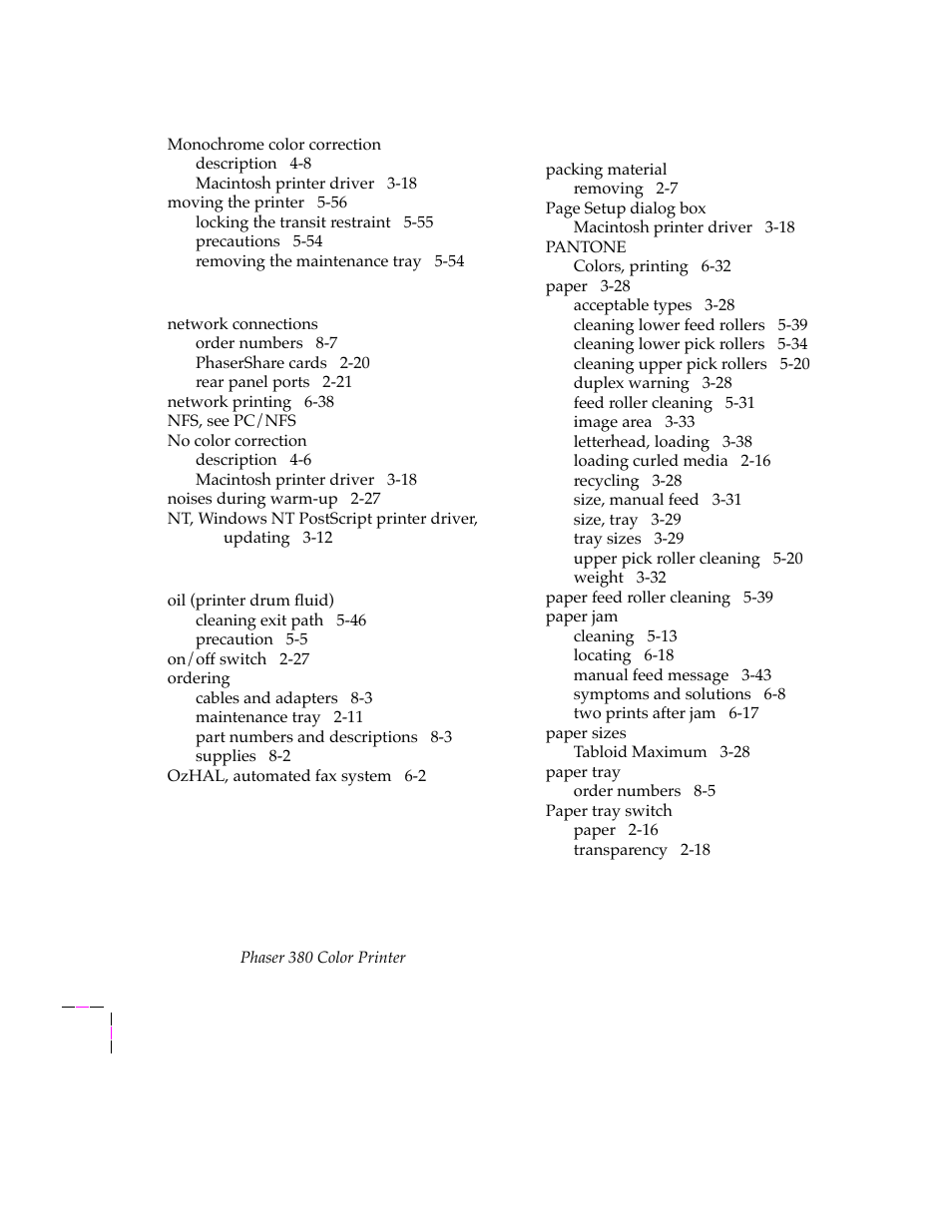 Tektronix PHASER 380 User Manual | Page 268 / 272