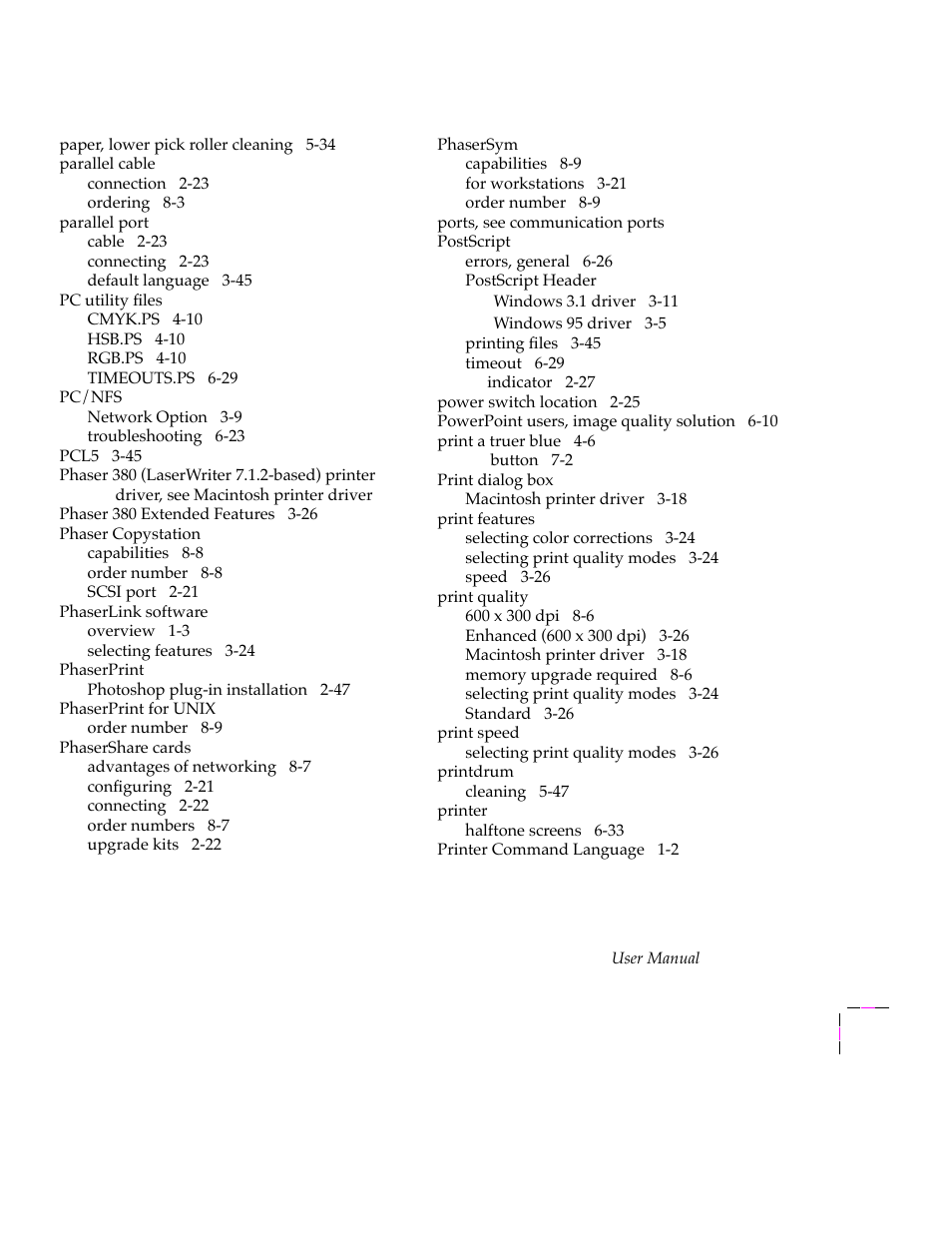 Tektronix PHASER 380 User Manual | Page 269 / 272