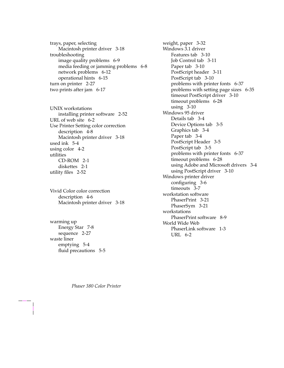 Tektronix PHASER 380 User Manual | Page 272 / 272