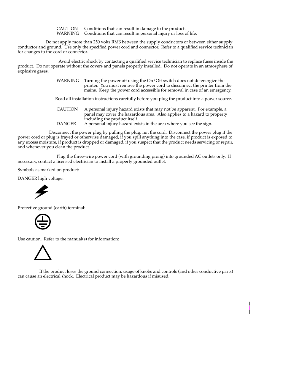 Safety summary, Users safety summary | Tektronix PHASER 380 User Manual | Page 5 / 272