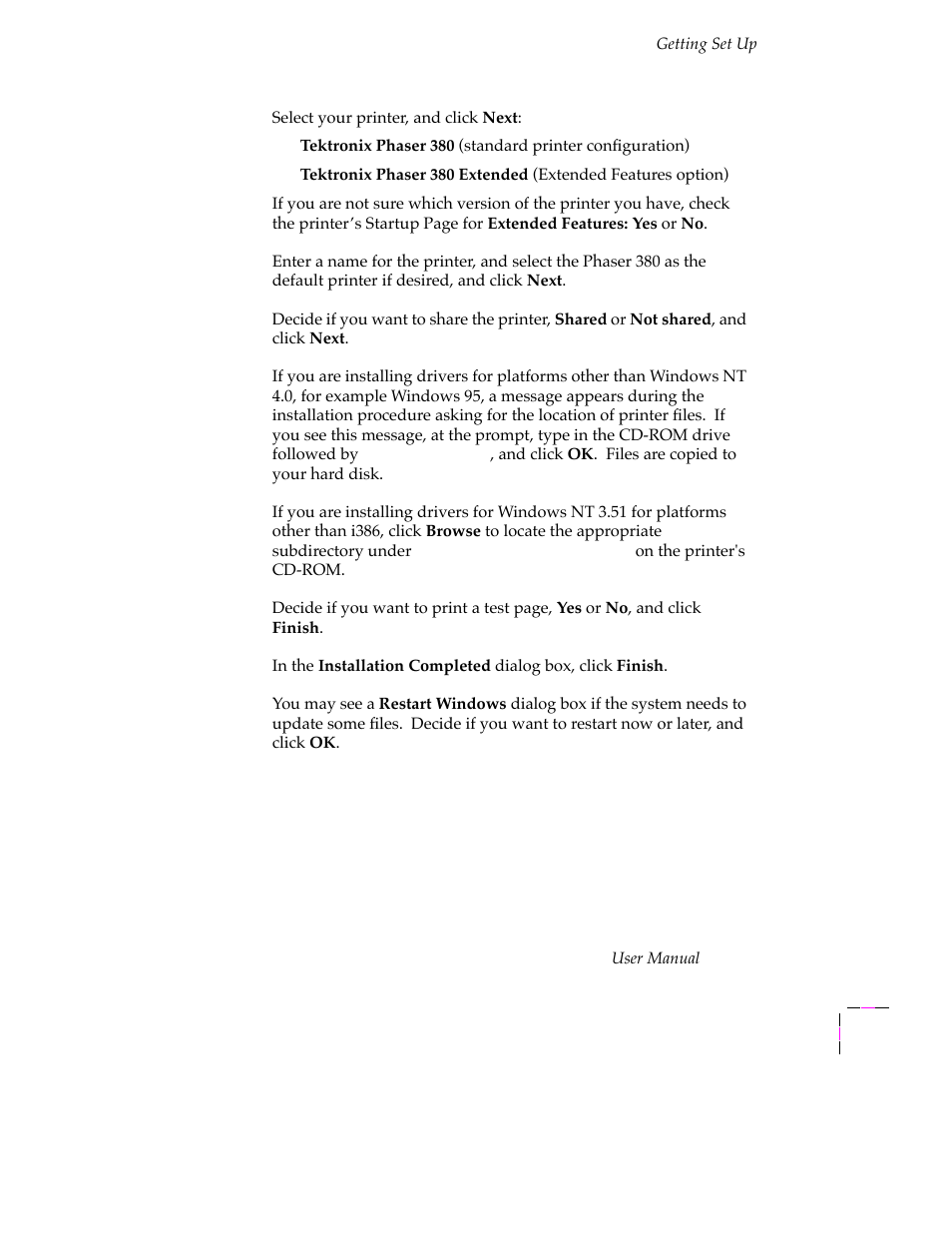 Tektronix PHASER 380 User Manual | Page 55 / 272