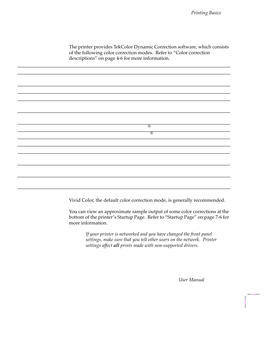 Color corrections, Color corrections 3-27 | Tektronix PHASER 380 User Manual | Page 97 / 272