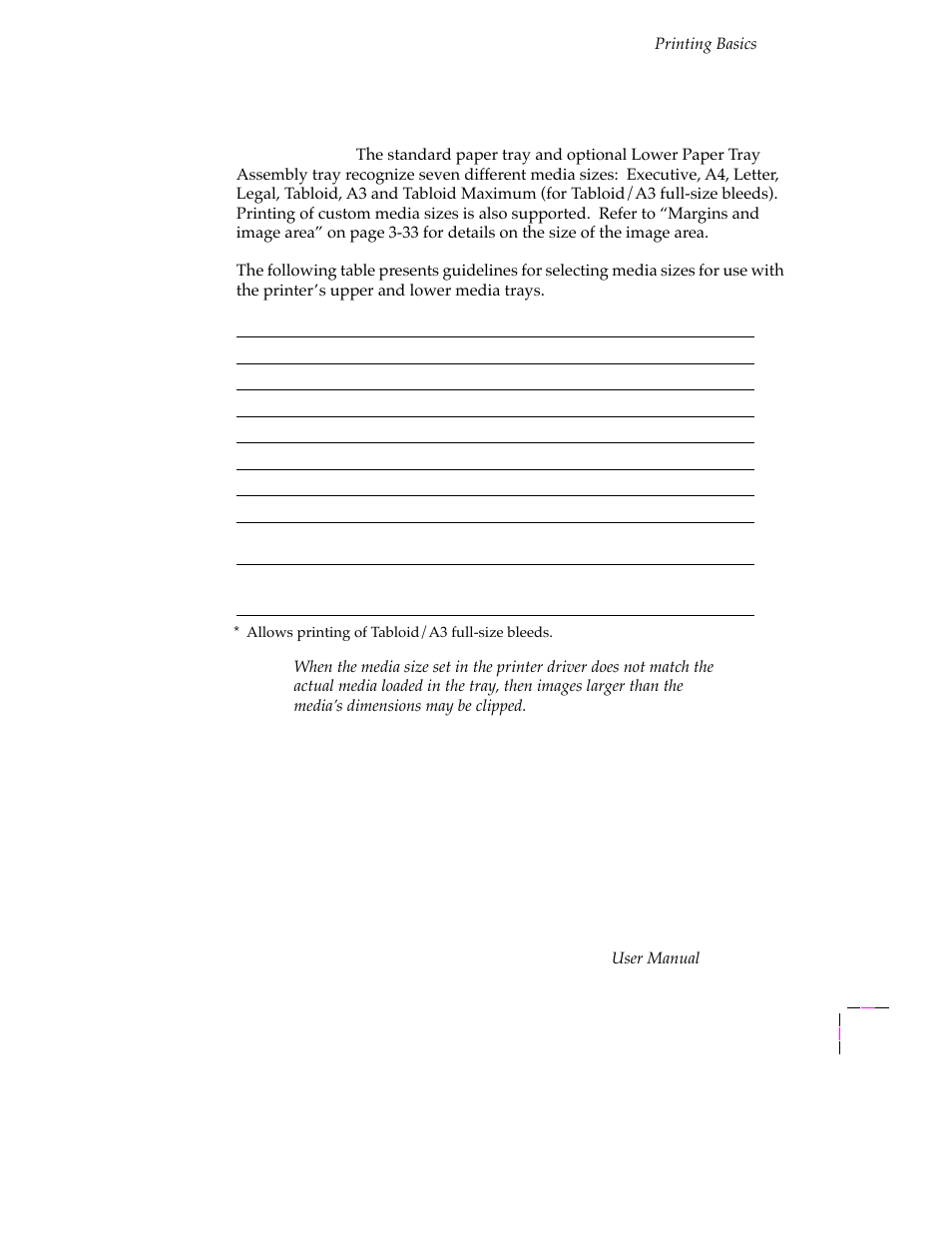 Media sizes, Media sizes 3-29 | Tektronix PHASER 380 User Manual | Page 99 / 272