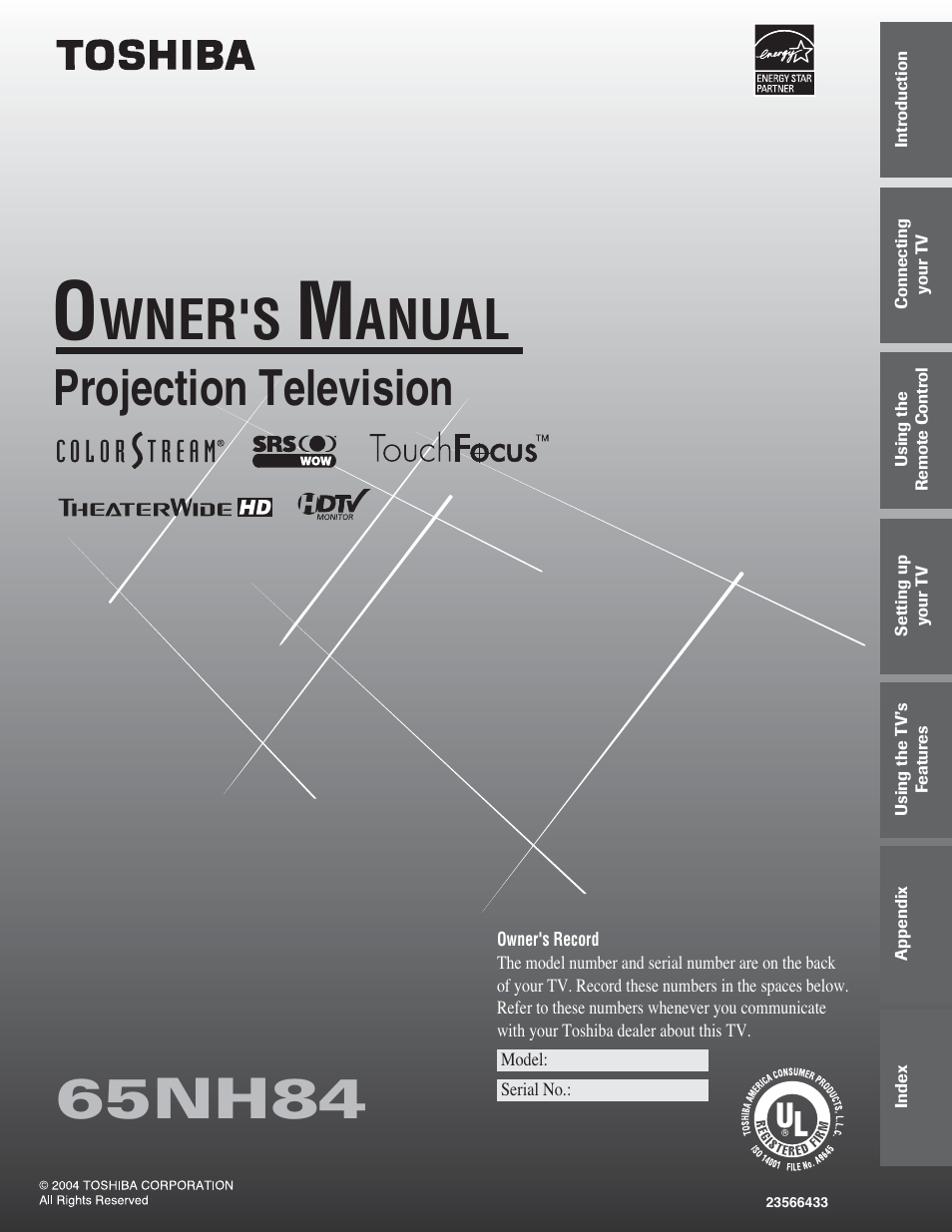 Toshiba 65NH84 User Manual | 68 pages