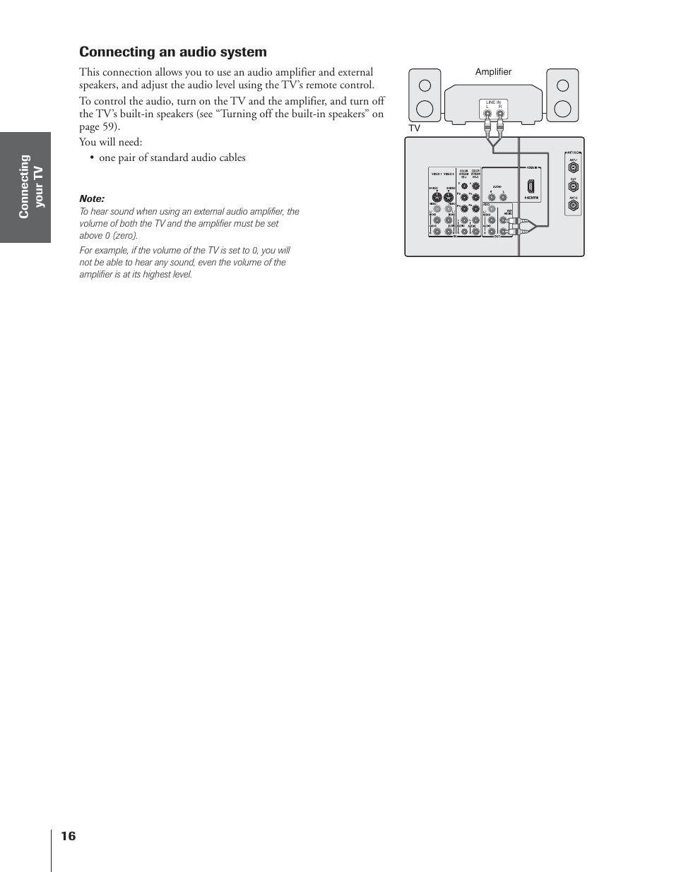 Connecting an audio system | Toshiba 65NH84 User Manual | Page 16 / 68