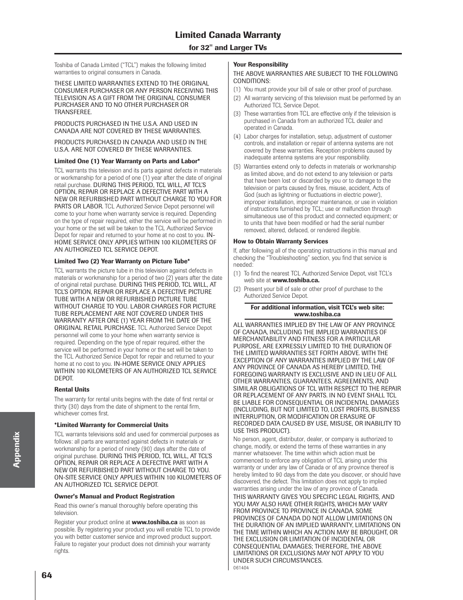 Toshiba 65NH84 User Manual | Page 64 / 68