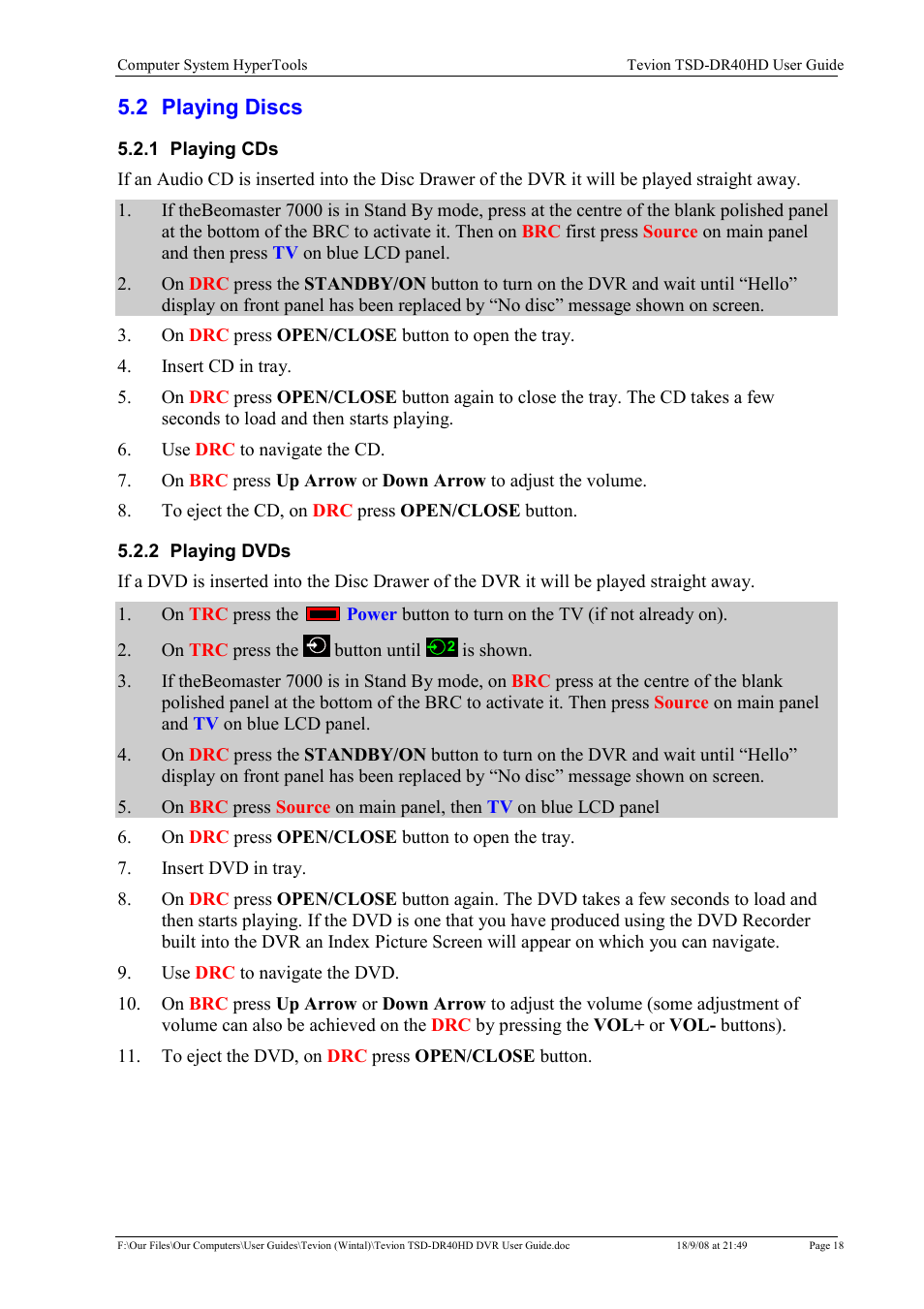 Toshiba Tevion TSD-DR40HD User Manual | Page 21 / 39